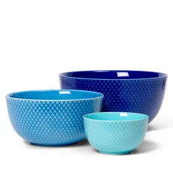 Lyngby Porcelæn Rhombe Color skålesæt blå 3 stk.