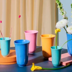 Lyngby Porcelæn Rhombe Color vase blå H 20 cm