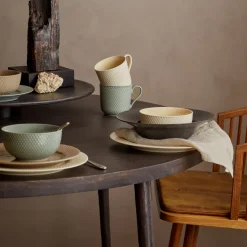Lyngby Porcelæn Rhombe Earth dyb tallerken slate Ø 24,5 cm