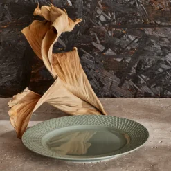 Lyngby Porcelæn Rhombe Earth frokosttallerken 21 cm moss