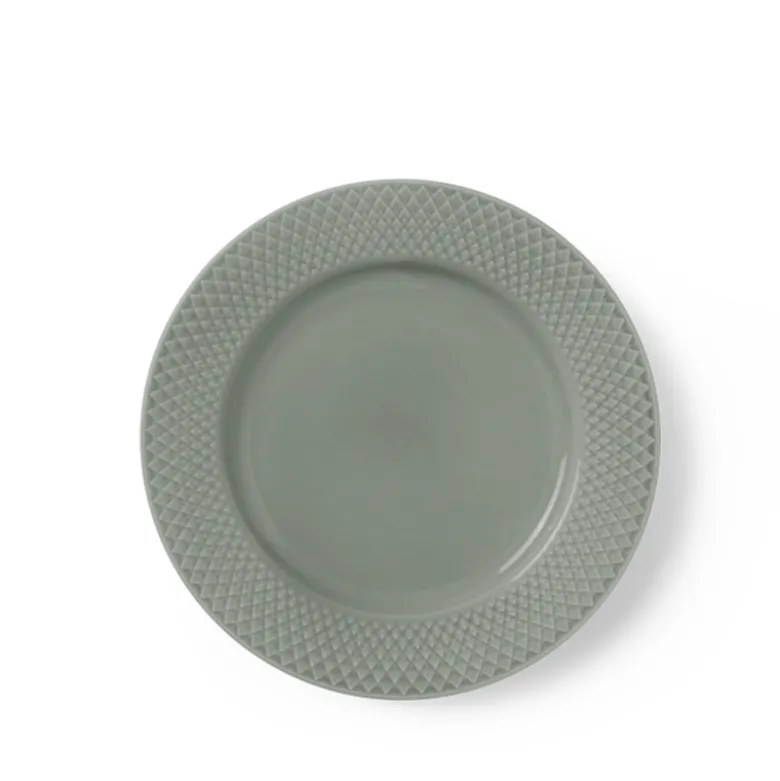 Lyngby Porcelæn Rhombe Earth frokosttallerken 21 cm moss