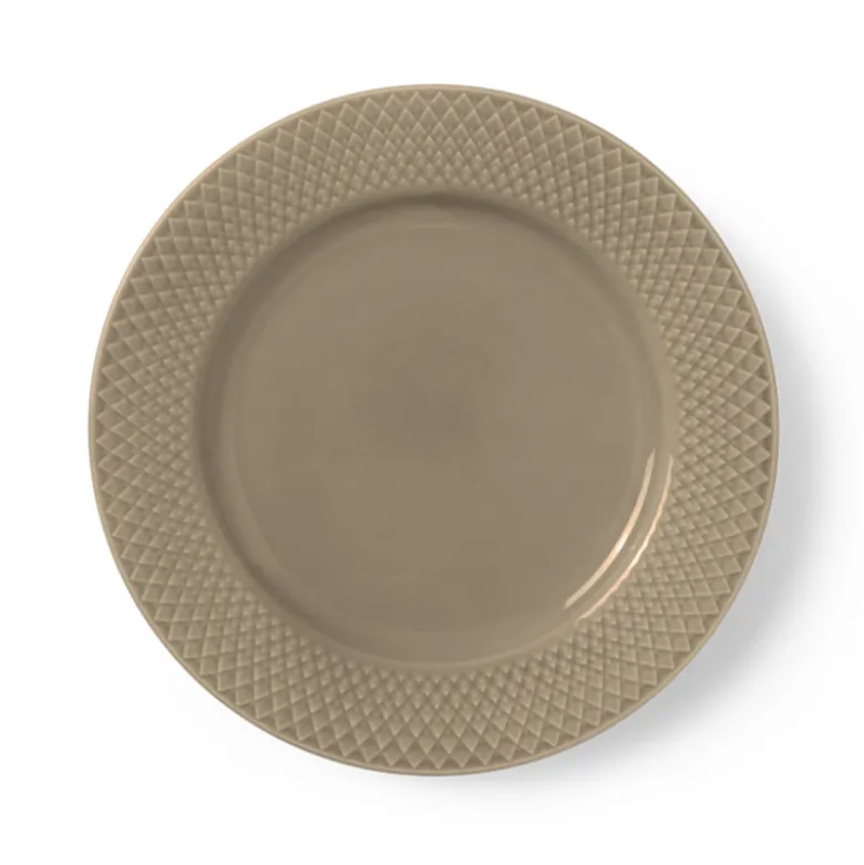 Lyngby Porcelæn Rhombe Earth frokosttallerken 23 cm clay