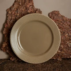 Lyngby Porcelæn Rhombe Earth frokosttallerken 23 cm clay