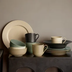 Lyngby Porcelæn Rhombe Earth frokosttallerken clay 2 stk. Ø 23 cm