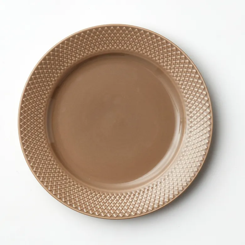 Lyngby Porcelæn Rhombe Earth frokosttallerken clay 2 stk. Ø 23 cm