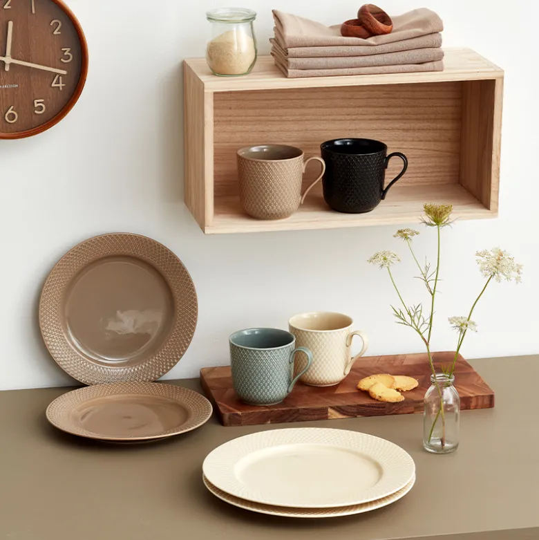 Lyngby Porcelæn Rhombe Earth frokosttallerken clay 2 stk. Ø 23 cm