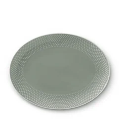 Lyngby Porcelæn Rhombe Earth ovalt serveringsfad 28,5x21,5 cm