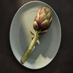 Lyngby Porcelæn Rhombe Earth ovalt serveringsfad 28,5x21,5 cm