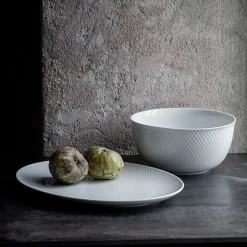 Lyngby Porcelæn Rhombe serveringsskål hvid 22 cm