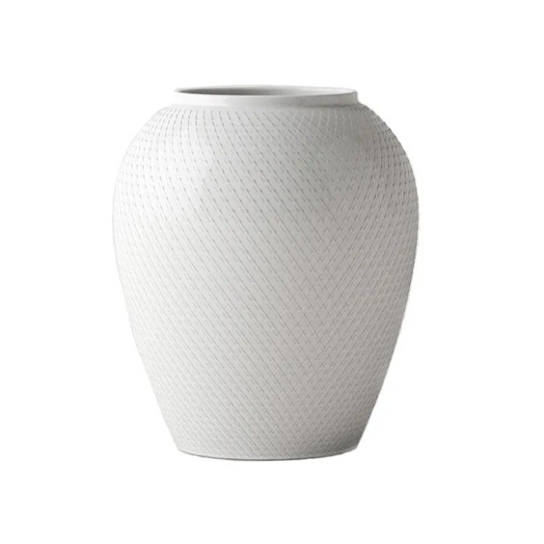 Lyngby Porcelæn Rhombe vase hvid H 25 cm