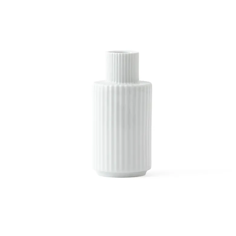 Lyngby Porcelæn Riflet kronelysestage hvid 11 cm