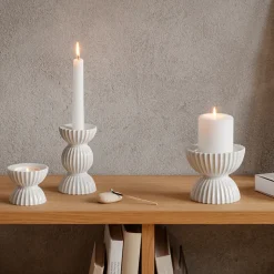 Lyngby Porcelæn Tura kronelysestage hvid H 14 cm.