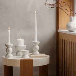 Lyngby Porcelæn Tura kronelysestage hvid H 14 cm.