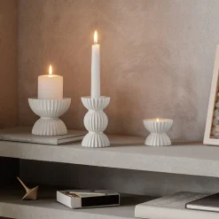 Lyngby Porcelæn Tura lysstage bloklys hvid Ø 15,5 cm