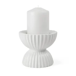 Lyngby Porcelæn Tura lysstage bloklys hvid Ø 15,5 cm