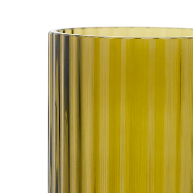Lyngby Porcelæn vase glas olivengrøn H 15,5 cm