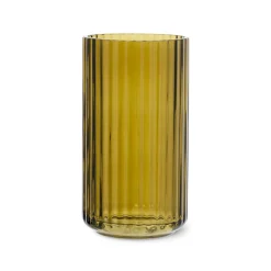 Lyngby Porcelæn vase glas olivengrøn H 15,5 cm