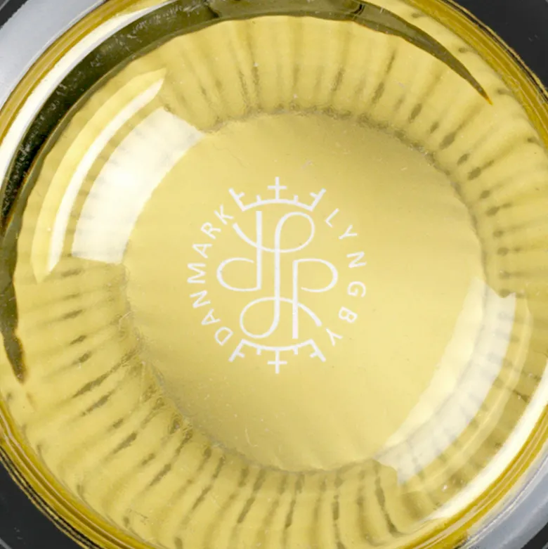 Lyngby Porcelæn vase glas olivengrøn H 15,5 cm