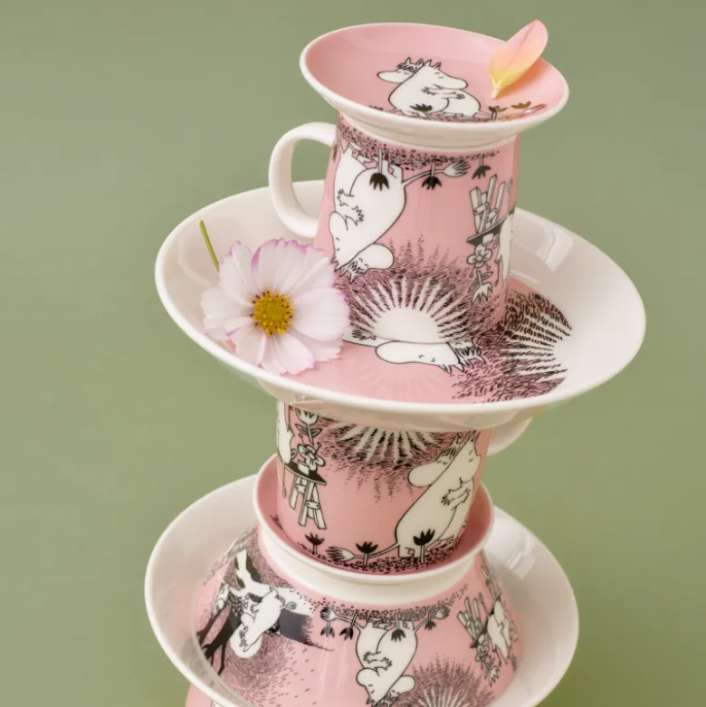 Moomin Arabia Kærlighed 30 års jubilæums underkop lyserød Ø 15 cm