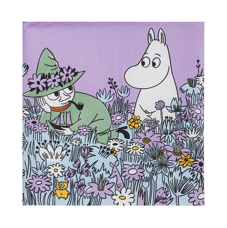 Moomin Arabia Venner for evigt papirservietter lilla 33x33 cm 20 stk.