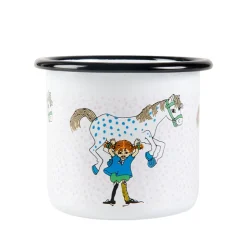 Muurla Pippi/hest emaljekrus hvid 25 cl