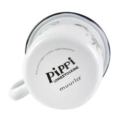 Muurla Pippi/hest emaljekrus hvid 25 cl