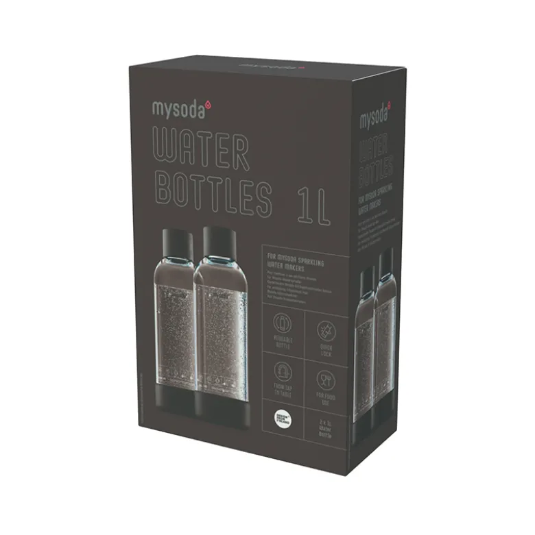 MySoda Woody flaske sort 2 stk. 1 liter