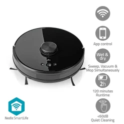 Nedis WIFIVCL001CBK 3-i-1 robotstøvsuger 0,6 liter