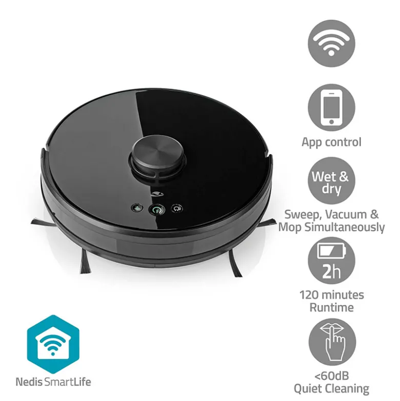 Nedis WIFIVCL001CBK 3-i-1 robotstøvsuger 0,6 liter