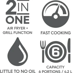 OBH Nordica Easy Fry & Grill Classic 2in1 airfryer black 4,2 liter