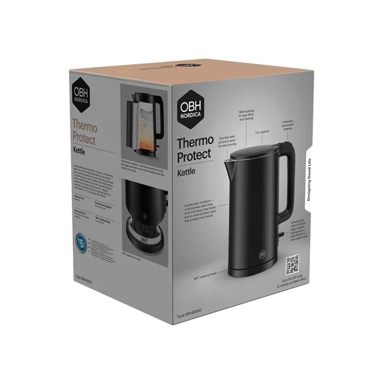 OBH Nordica Thermo Protect elkedel sort 1,5 liter