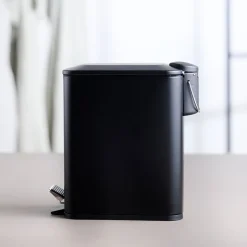 Pedalspand sort 5 liter rustfrit stål H 29,5 cm