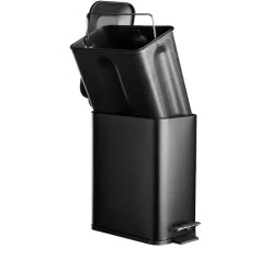 Pedalspand sort 5 liter rustfrit stål H 29,5 cm