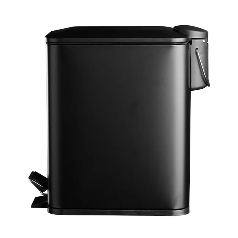 Pedalspand sort 5 liter rustfrit stål H 29,5 cm