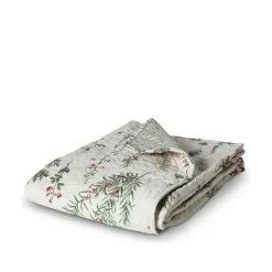 Picninc tæppe Flora offwhite + grønne striber 130x170 cm