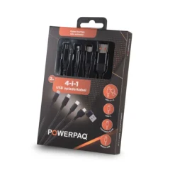 Powerpaq Multi 4-i-1 ladekabel sort 2 meter