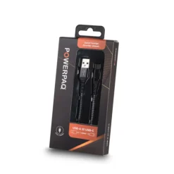 Powerpaq USB-A til C ladekabel sort 1 meter