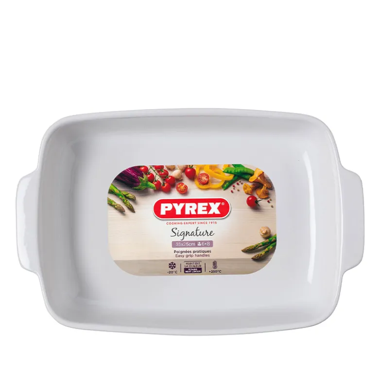 Pyrex ovnfast fad hvid keramik 35x25 cm