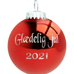 Rolsted Copenhagen julekugle Glædelig Jul 2021 Rød 6,6 cm