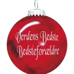 Rolsted Copenhagen verdens bedste bedsteforældre julekugle rød 6,6 cm