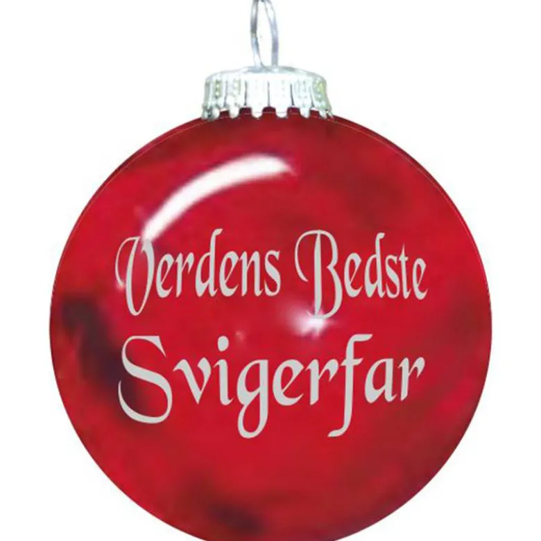 Rolsted Copenhagen Verdens Bedste Svigerfar julekugle rød 6,6 cm