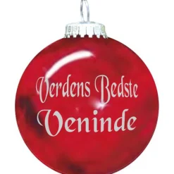 Rolsted Copenhagen verdens bedste veninde julekugle rød 6,6 cm