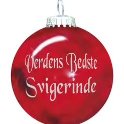 Rolsted Copenhagen Verdens Bedste Svigerinde julekugle rød 6,6 cm