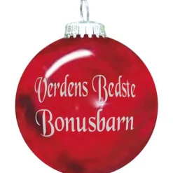 Rolsted Copenhagen Verdens Bedste Bonusbarn julekugle rød 6,6 cm