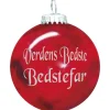 Rolsted Copenhagen Verdens Bedste Bedstefar julekugle rød 6,6 cm