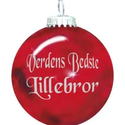 Rolsted Copenhagen Verdens Bedste Lillebror julekugle rød 6,6 cm