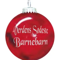 Rolsted Copenhagen verdens sødeste barnebarn julekugle rød
