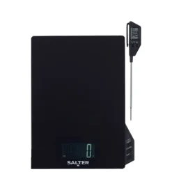 Salter digital køkkenvægt med termometer og timer sort 5 kg