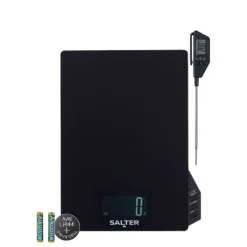 Salter digital køkkenvægt med termometer og timer sort 5 kg