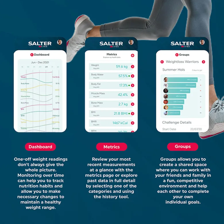 Salter Smart Scale badevægt 180 kg sort